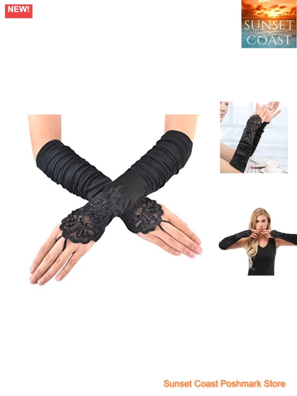 Fingerless Satin Gloves Finger Loops 1920s Gatsby Wedding Party